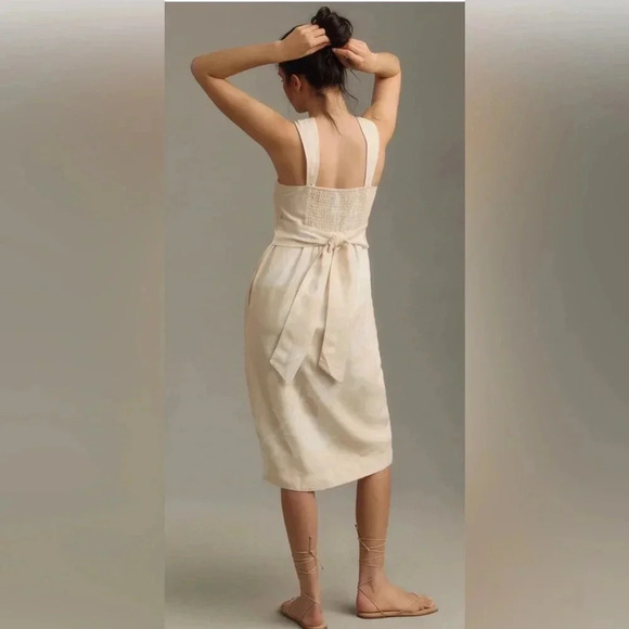 NWT Pilcro Sleeveless Square-Neck Linen Midi Dress - Picture 2 of 7